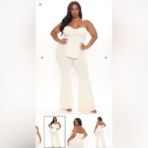 New Fashion Nova Cream Flare Pants Set